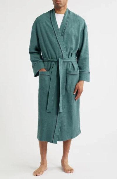 Majestic International Waffle Knit Robe In Green