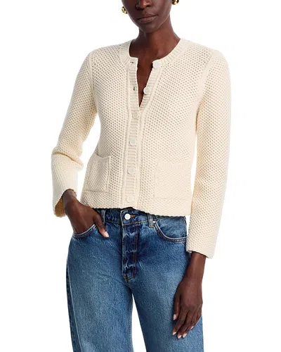 Majestic Knit Long Sleeve Crewneck Cardigan In Metallic