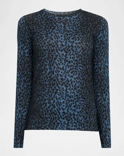 Majestic Leopard-print Cotton Cashmere T-shirt In Blue