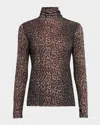 Majestic Leopard-print Turtleneck Pullover In Animal Print