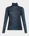 Majestic Leopard-print Turtleneck Pullover In Multi