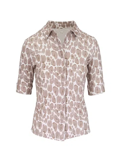 Majestic Leopard-print Button-down Shirt In Blue