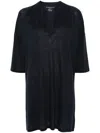 Majestic Linen Blend Tunic Dress In Black