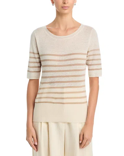Majestic Linen Boat Neck Top In Neutral