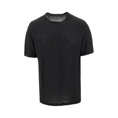 Majestic Linen Jersey T-shirt In Black