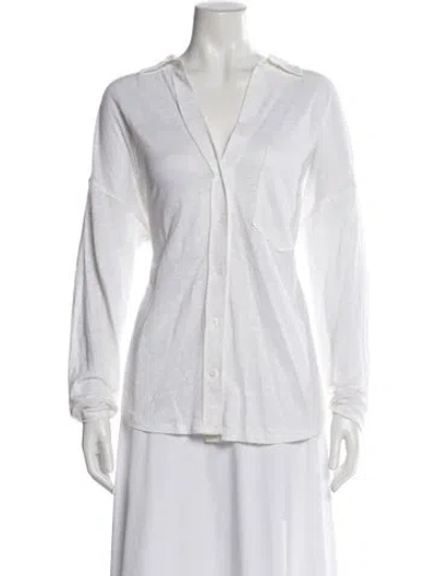 Pre-owned Majestic Linen Long Sleeve Button-up Top In Multi