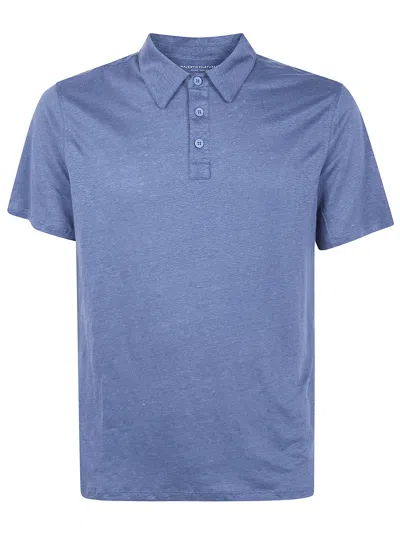 Majestic Linen Short Sleeves Polo Shirt In Blue