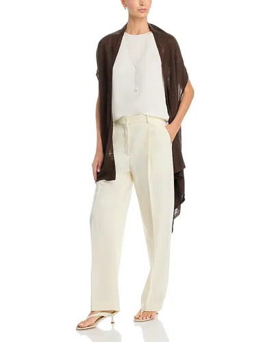 Majestic Linen Sleeveless Cardigan In Brown