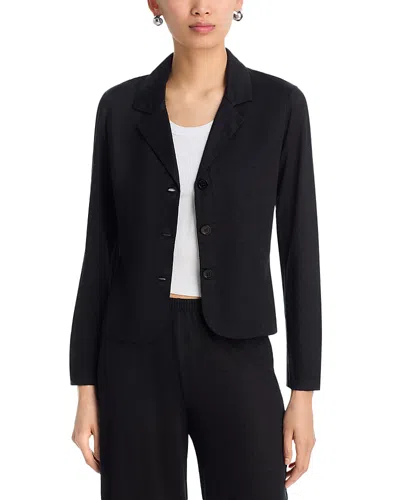 Majestic Linen Stretch Three Button Blazer In Black
