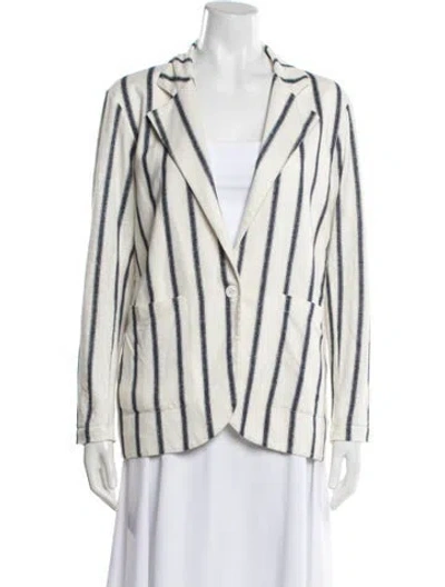 Pre-owned Majestic Linen Striped Blazer In Neutral