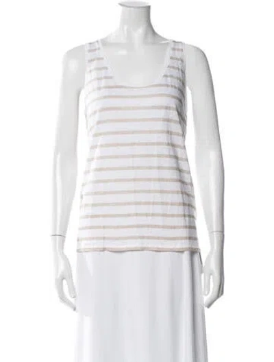 Pre-owned Majestic Linen Striped Top In White