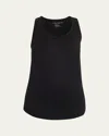 Majestic Lyocell Cotton Baby Rib Tank In Black In Noir