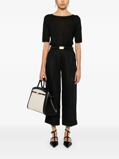 Majestic Linen Top In Black