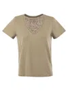 MAJESTIC LINEN V-NECK T-SHIRT WITH SHORT SLEEVES