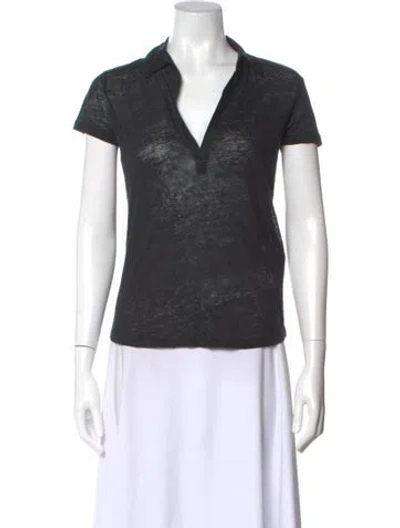 Pre-owned Majestic Linen V-neck Polo W/ Tags In Black