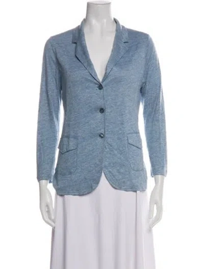 Pre-owned Majestic Linen V-neck Sweater In Blue
