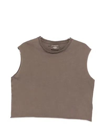 Majestic Logo-embroidered Sleeveless T-shirt In Brown