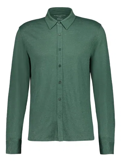 Majestic Long-sleeve Button-up Shirt In Green