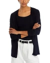 Majestic Long Sleeve Open Front Cardigan In Noir