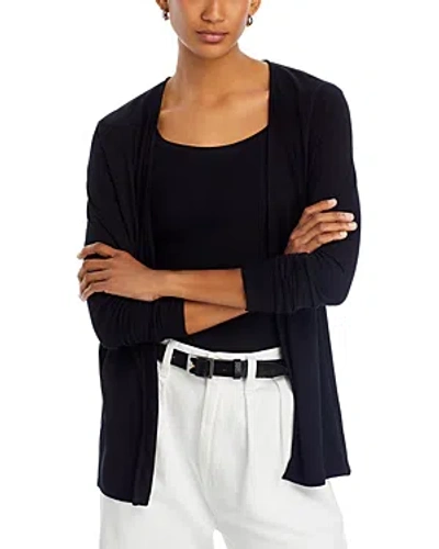 Majestic Long Sleeve Open Front Cardigan In Noir