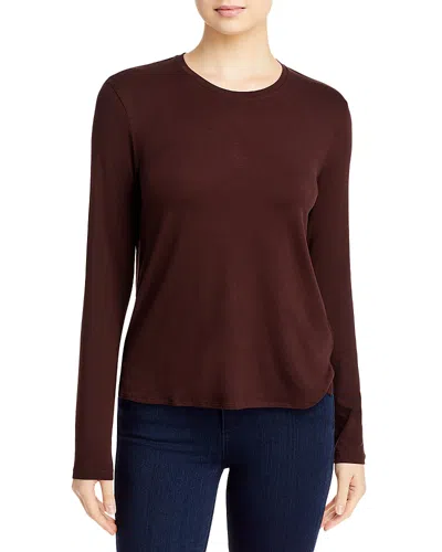 Majestic Crewneck Long Sleeve Tee In Aubergine