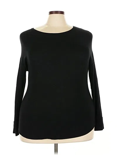 Pre-owned Majestic Long Sleeve Top Black Boatneck Tops