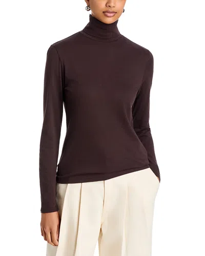 Majestic Long Sleeve Turtleneck Sweater In Brown