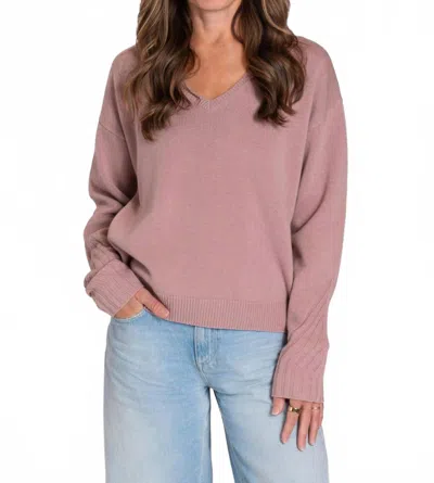 Majestic Long Sleeve V-neck Sweater In Rosewood In Pink