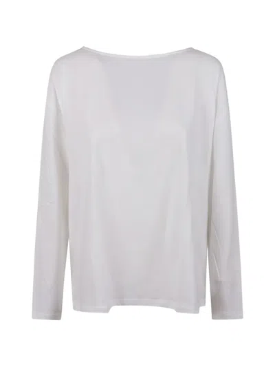 Majestic Long-sleeve Boat-neck T-shirt In White