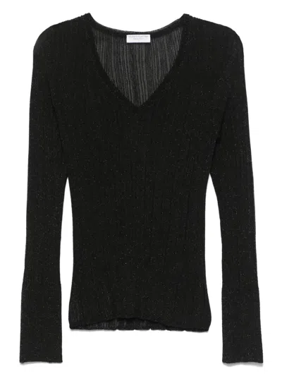 Majestic Lurex-detail T-shirt In Black