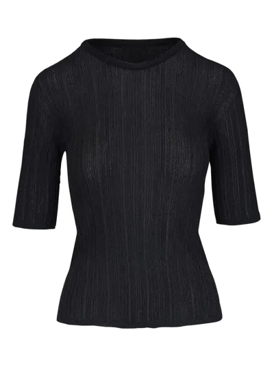 Majestic Lurex-detail Top In Black