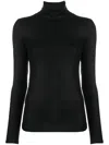 Majestic Cotton-cashmere Long Sleeve Turtleneck Top In Black
