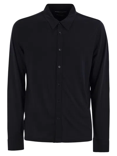 Majestic Long Sleeved Lyocell And Cotton Shirt In Black