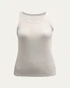 Majestic Lyocell Cotton Baby Ribbed Tank In Grege