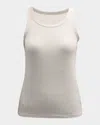 Majestic Lyocell Baby Ribbed Tank In Grege