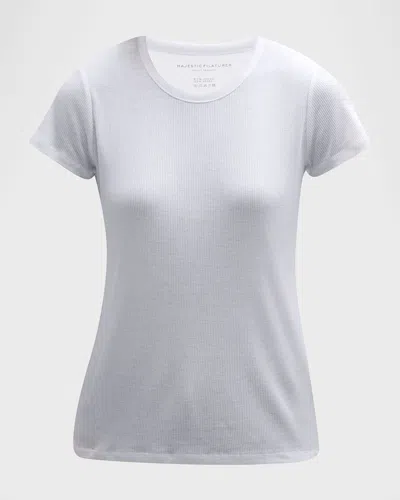 Majestic Lyocell Cotton Baby Ribbed Tee In White