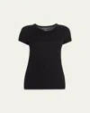Majestic Soft Touch Flat Edge S/s Crew Neck Tee In Black In Noir