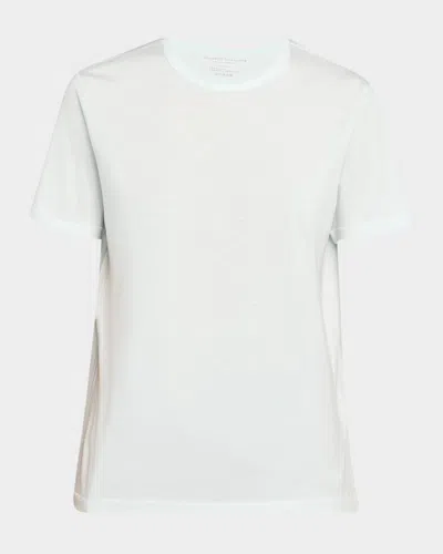 Majestic Lyocell Cotton Semi-relaxed Short-sleeve Crewneck Tee In Ciel