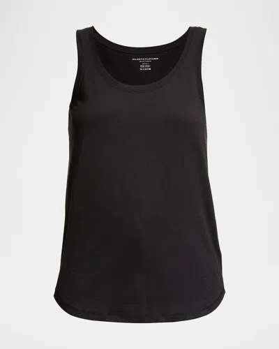 Majestic Lyocell Cotton Tank Top In Black