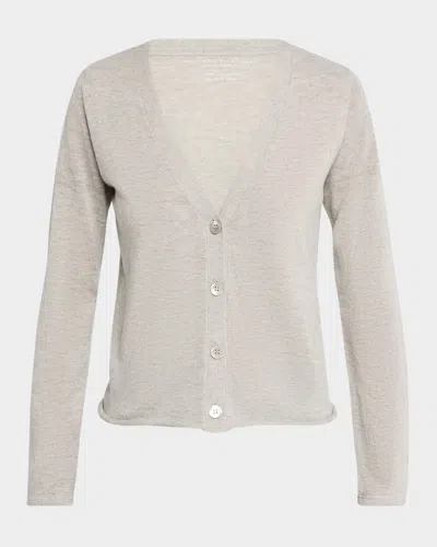 Majestic Machine Washable Cashmere Cardigan In Brume Chine