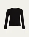 Majestic Machine Washable Cashmere Crewneck Pullover In Black