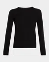 Majestic Machine Washable Cashmere Crewneck Pullover In Black