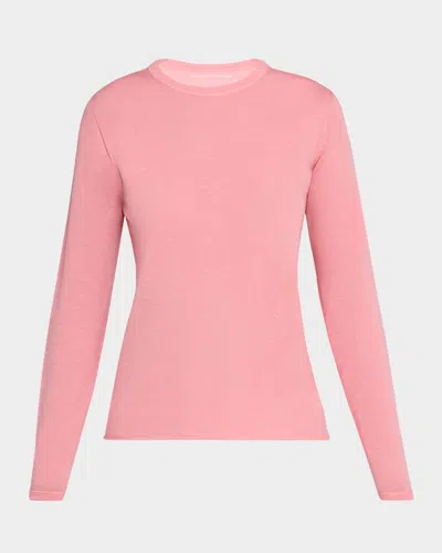 Majestic Machine Washable Cashmere Crewneck Pullover In Flamingo