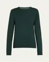 Majestic Machine Washable Cashmere Crewneck Pullover In Forest