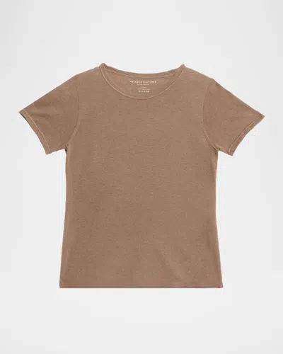 Majestic Machine Washable Cashmere Crewneck T-shirt In Brown