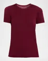 Majestic Machine Washable Cashmere Crewneck T-shirt In Burgundy