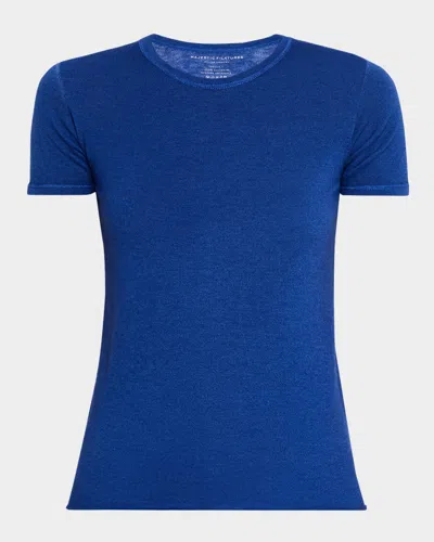 Majestic Machine Washable Cashmere Crewneck Top In Blue