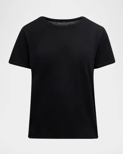 Majestic Machine Washable Cashmere Crewneck Top In Black