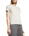 Majestic Machine Washable Cashmere Crewneck Top In Brume Chine