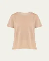Majestic Machine Washable Cashmere Crewneck T-shirt In Tan